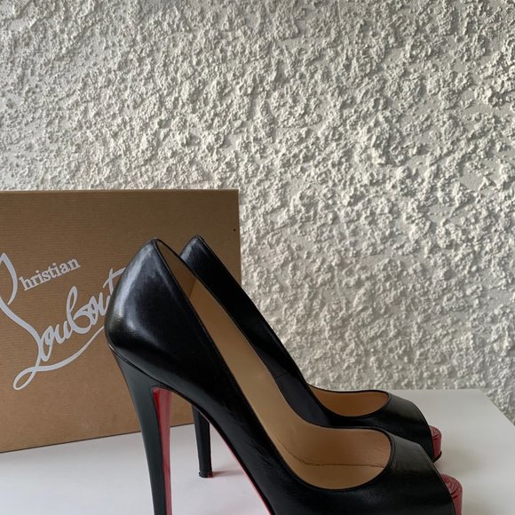 Christian Louboutin Leather Pumps / Calf Leather Peep Toe Stilettos Sz 37 - Picture 5 of 10